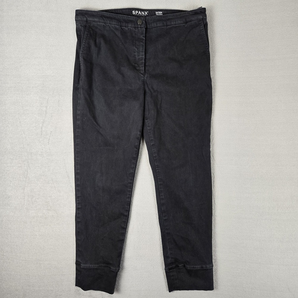 Spanx Sateen Trouser Womens 30 Tapered Basic‎ Black Pants FD5615